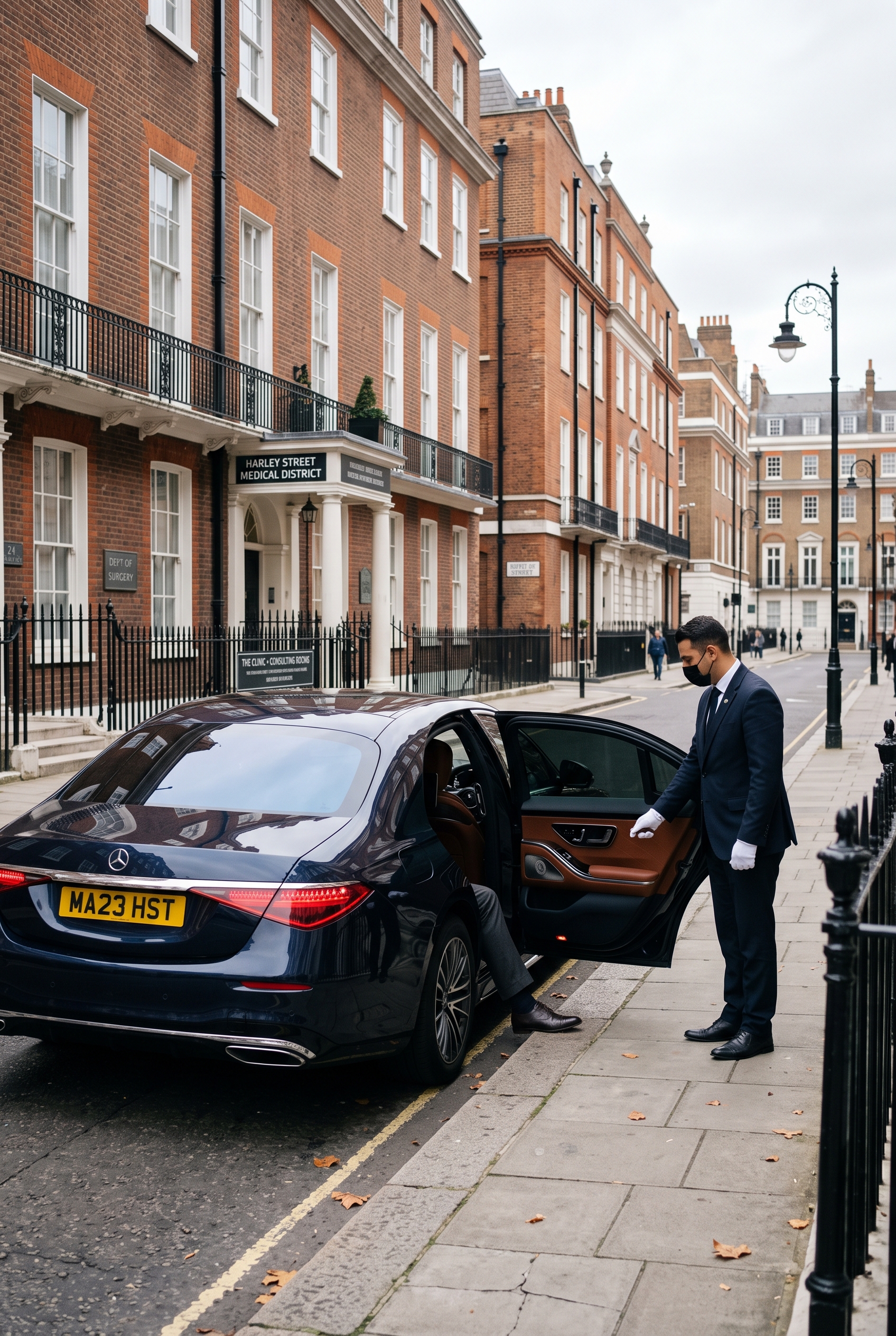 Executive chauffeur service assisting a passenger