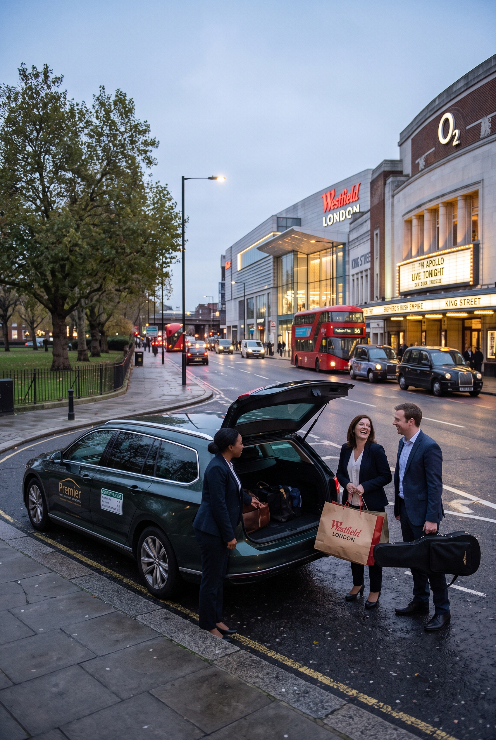 Driver loading shopping bags into a private hire vehicle