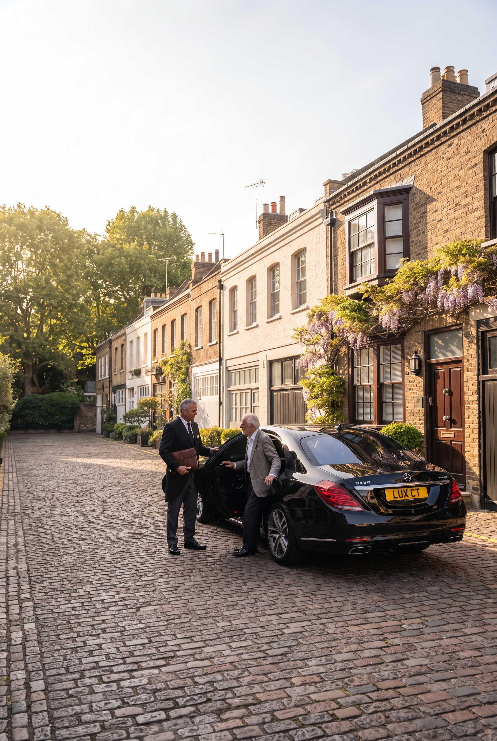 Executive vehicle waiting for a private hire journey