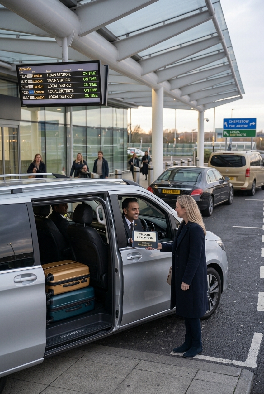Driver welcoming a passenger for an airport pickup