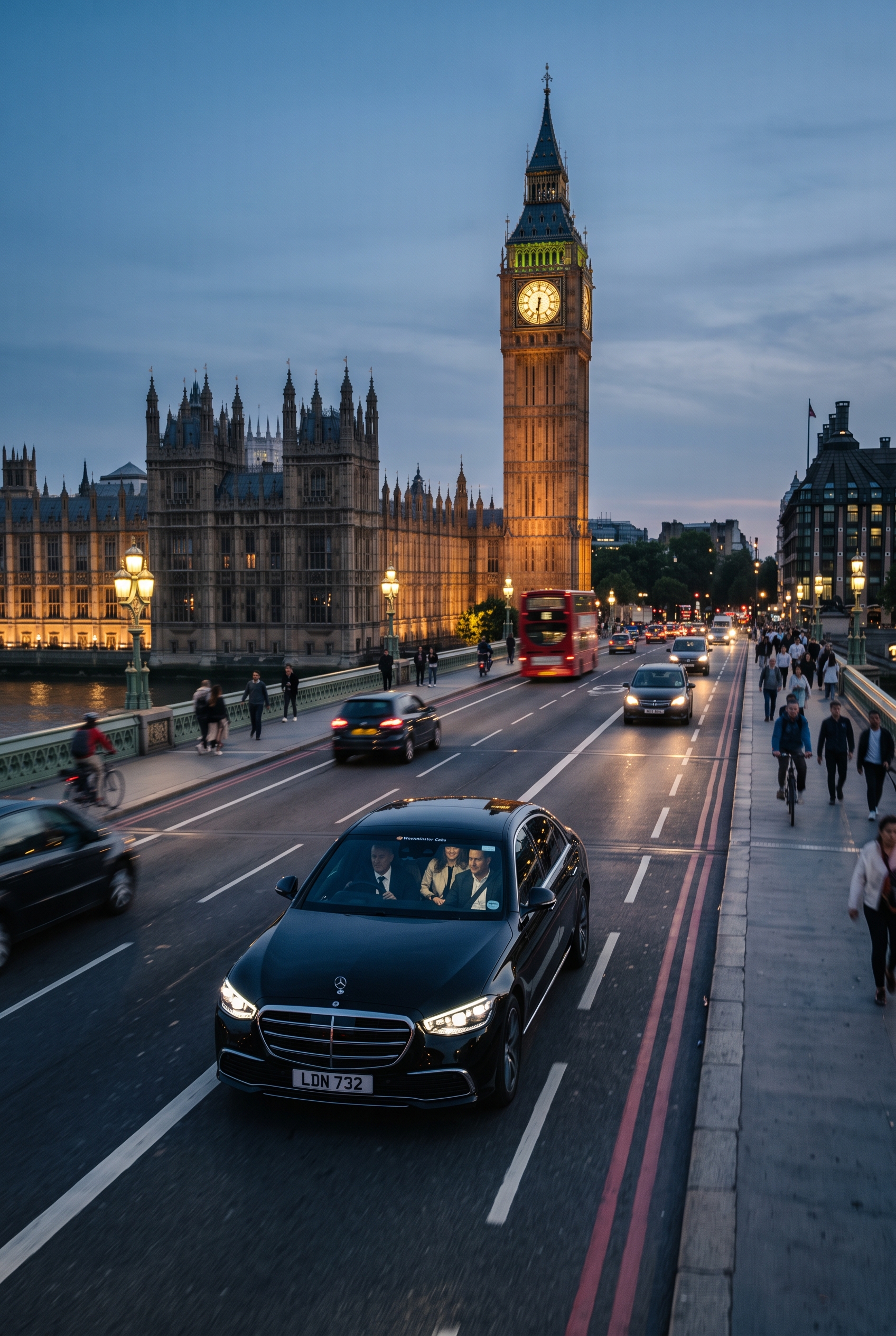 Private hire vehicle travelling through Kensington