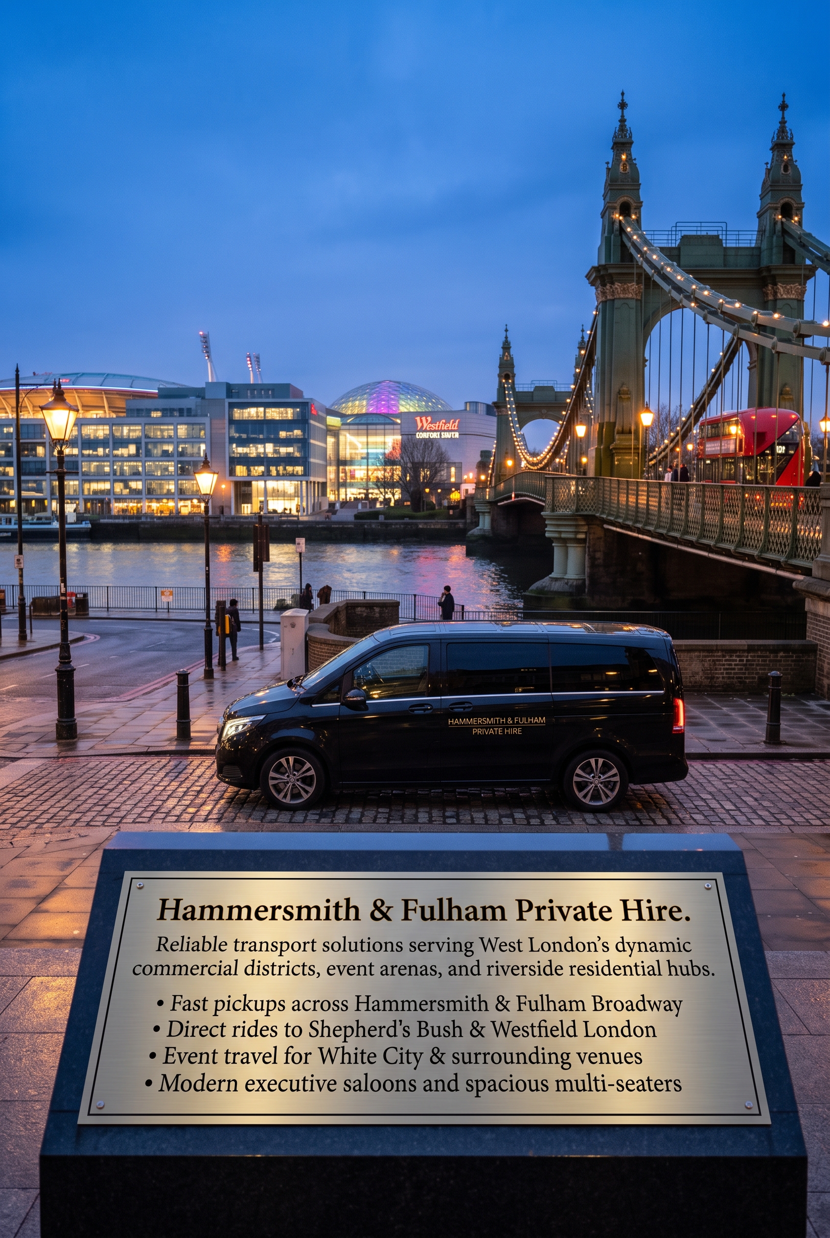 Private hire minivan for group travel in Hammersmith